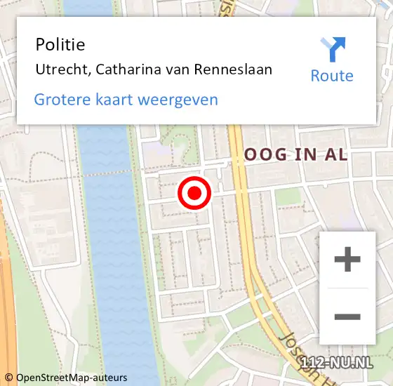 Locatie op kaart van de 112 melding: Politie Utrecht, Catharina van Renneslaan op 29 februari 2024 08:25