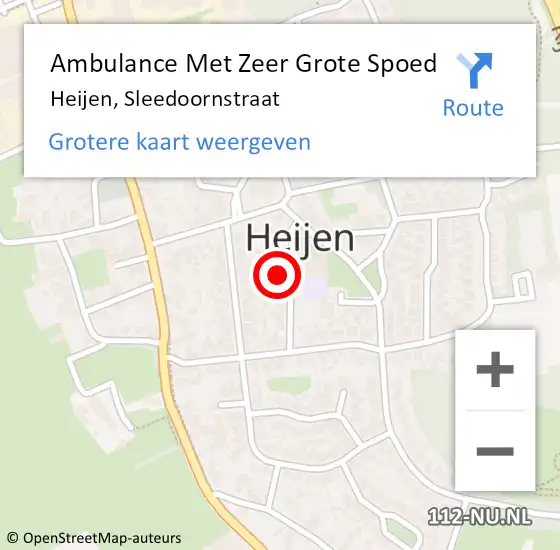 Locatie op kaart van de 112 melding: Ambulance Met Zeer Grote Spoed Naar Heijen, Sleedoornstraat op 29 februari 2024 08:47