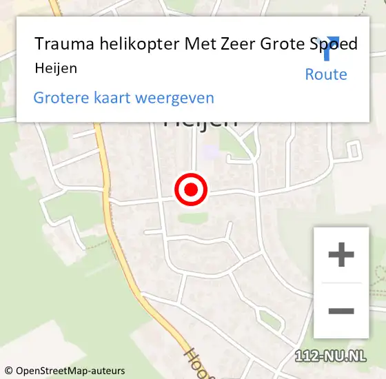 Locatie op kaart van de 112 melding: Trauma helikopter Met Zeer Grote Spoed Naar Heijen op 29 februari 2024 08:48