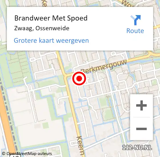 Locatie op kaart van de 112 melding: Brandweer Met Spoed Naar Zwaag, Ossenweide op 29 februari 2024 08:53