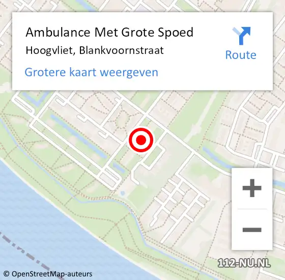 Locatie op kaart van de 112 melding: Ambulance Met Grote Spoed Naar Hoogvliet, Blankvoornstraat op 29 februari 2024 08:53