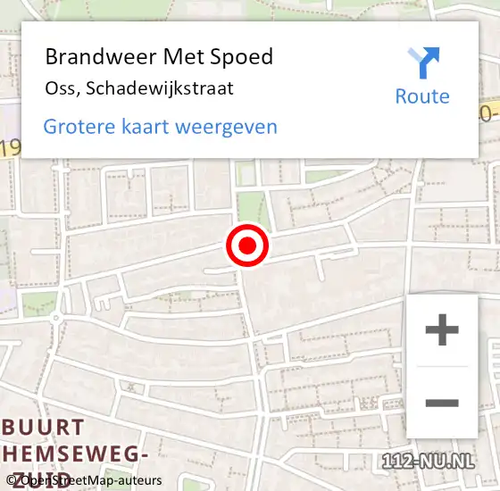 Locatie op kaart van de 112 melding: Brandweer Met Spoed Naar Oss, Schadewijkstraat op 29 februari 2024 08:54