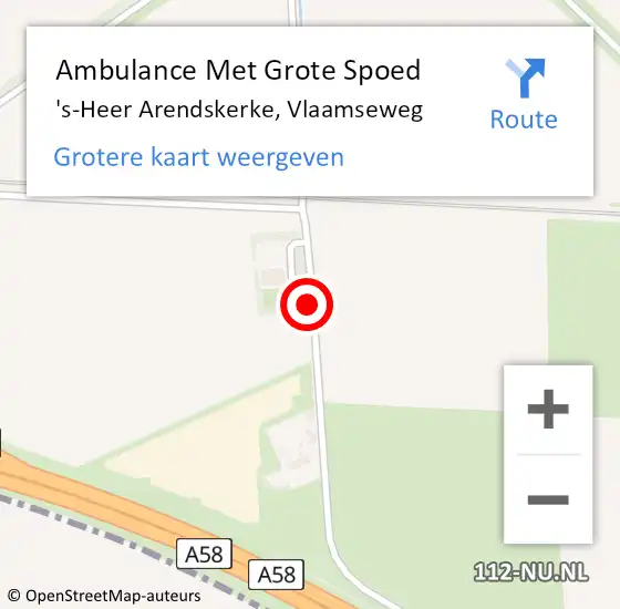 Locatie op kaart van de 112 melding: Ambulance Met Grote Spoed Naar 's-Heer Arendskerke, Vlaamseweg op 27 september 2014 14:00