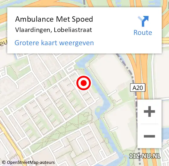 Locatie op kaart van de 112 melding: Ambulance Met Spoed Naar Vlaardingen, Lobeliastraat op 29 februari 2024 09:14