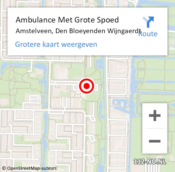 Locatie op kaart van de 112 melding: Ambulance Met Grote Spoed Naar Amstelveen, Den Bloeyenden Wijngaerdt op 29 februari 2024 09:25