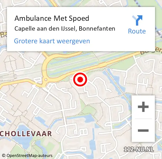 Locatie op kaart van de 112 melding: Ambulance Met Spoed Naar Capelle aan den IJssel, Bonnefanten op 29 februari 2024 09:28