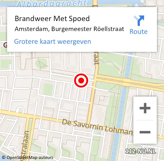 Locatie op kaart van de 112 melding: Brandweer Met Spoed Naar Amsterdam, Burgemeester Röellstraat op 29 februari 2024 09:49