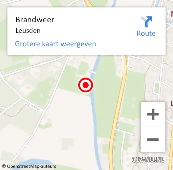 Locatie op kaart van de 112 melding: Brandweer Leusden op 29 februari 2024 09:59