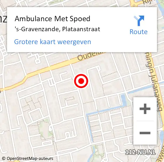 Locatie op kaart van de 112 melding: Ambulance Met Spoed Naar 's-Gravenzande, Plataanstraat op 29 februari 2024 10:10