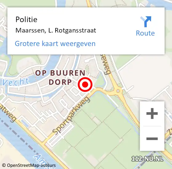Locatie op kaart van de 112 melding: Politie Maarssen, L. Rotgansstraat op 29 februari 2024 10:16