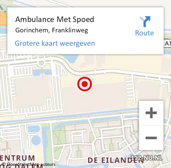 Locatie op kaart van de 112 melding: Ambulance Met Spoed Naar Gorinchem, Franklinweg op 29 februari 2024 10:21