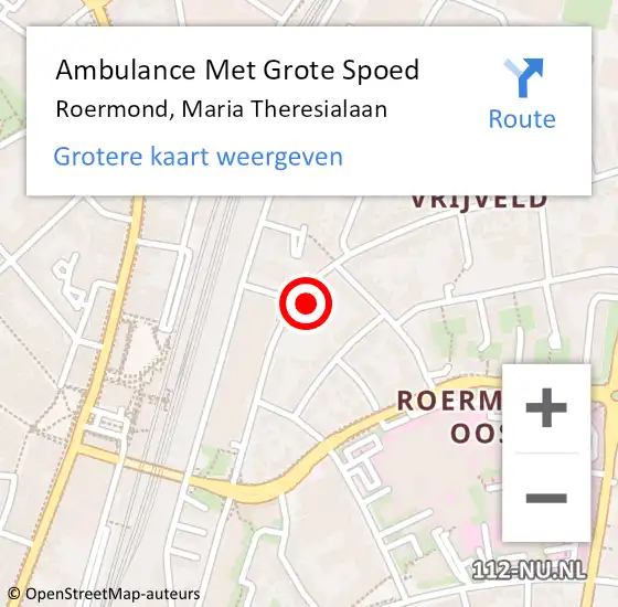 Locatie op kaart van de 112 melding: Ambulance Met Grote Spoed Naar Roermond, Maria Theresialaan op 29 februari 2024 10:24