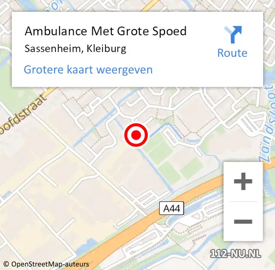 Locatie op kaart van de 112 melding: Ambulance Met Grote Spoed Naar Sassenheim, Kleiburg op 29 februari 2024 10:34