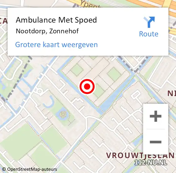 Locatie op kaart van de 112 melding: Ambulance Met Spoed Naar Nootdorp, Zonnehof op 29 februari 2024 10:35