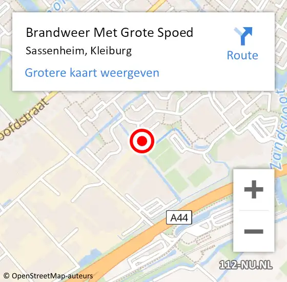 Locatie op kaart van de 112 melding: Brandweer Met Grote Spoed Naar Sassenheim, Kleiburg op 29 februari 2024 10:57