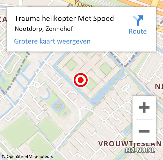 Locatie op kaart van de 112 melding: Trauma helikopter Met Spoed Naar Nootdorp, Zonnehof op 29 februari 2024 11:09