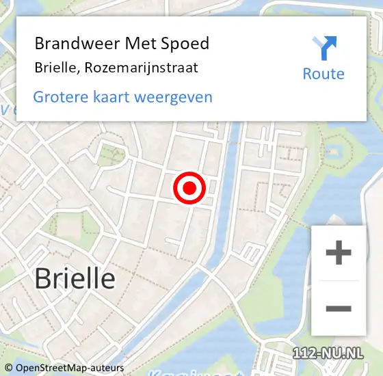 Locatie op kaart van de 112 melding: Brandweer Met Spoed Naar Brielle, Rozemarijnstraat op 29 februari 2024 11:45