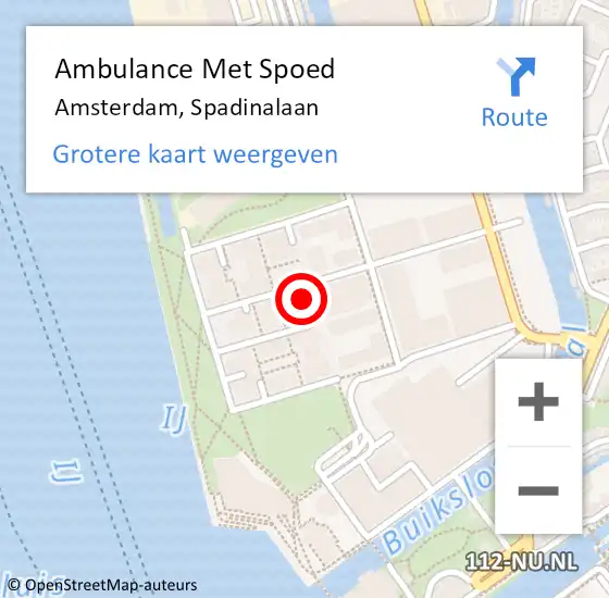 Locatie op kaart van de 112 melding: Ambulance Met Spoed Naar Amsterdam, Spadinalaan op 29 februari 2024 11:53