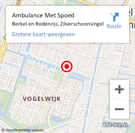 Locatie op kaart van de 112 melding: Ambulance Met Spoed Naar Berkel en Rodenrijs, Zilverschoonsingel op 29 februari 2024 11:54