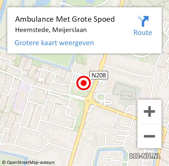 Locatie op kaart van de 112 melding: Ambulance Met Grote Spoed Naar Heemstede, Meijerslaan op 29 februari 2024 12:46