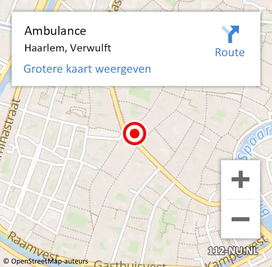 Locatie op kaart van de 112 melding: Ambulance Haarlem, Verwulft op 29 februari 2024 13:03