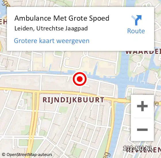 Locatie op kaart van de 112 melding: Ambulance Met Grote Spoed Naar Leiden, Utrechtse Jaagpad op 29 februari 2024 13:12