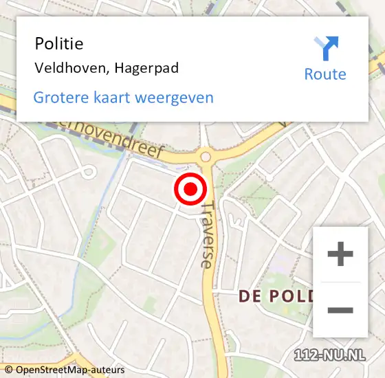 Locatie op kaart van de 112 melding: Politie Veldhoven, Hagerpad op 29 februari 2024 13:29