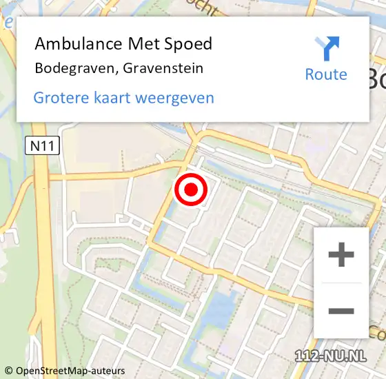 Locatie op kaart van de 112 melding: Ambulance Met Spoed Naar Bodegraven, Gravenstein op 29 februari 2024 13:37