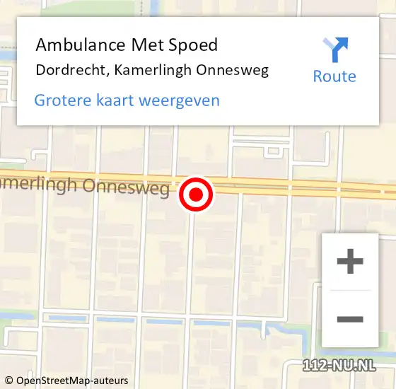 Locatie op kaart van de 112 melding: Ambulance Met Spoed Naar Dordrecht, Kamerlingh Onnesweg op 29 februari 2024 13:49