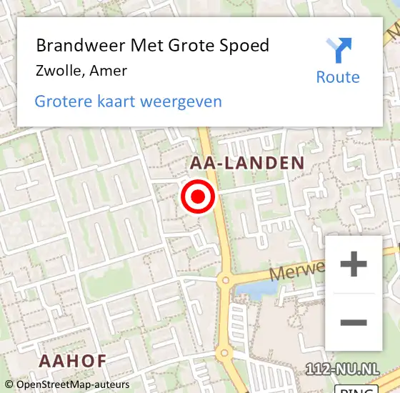 Locatie op kaart van de 112 melding: Brandweer Met Grote Spoed Naar Zwolle, Amer op 29 februari 2024 14:01