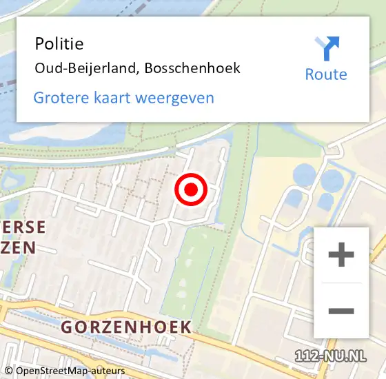 Locatie op kaart van de 112 melding: Politie Oud-Beijerland, Bosschenhoek op 29 februari 2024 14:12