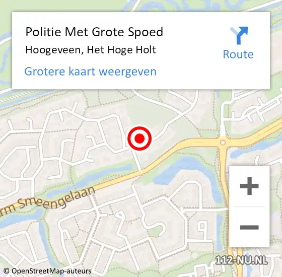 Locatie op kaart van de 112 melding: Politie Met Grote Spoed Naar Hoogeveen, Het Hoge Holt op 29 februari 2024 14:24