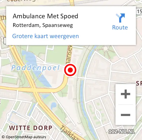 Locatie op kaart van de 112 melding: Ambulance Met Spoed Naar Rotterdam, Spaanseweg op 29 februari 2024 14:30