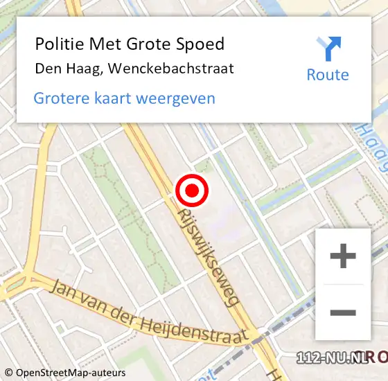 Locatie op kaart van de 112 melding: Politie Met Grote Spoed Naar Den Haag, Wenckebachstraat op 29 februari 2024 15:02