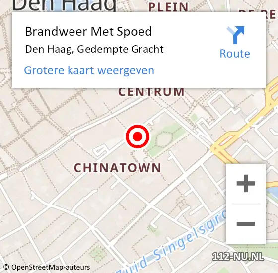 Locatie op kaart van de 112 melding: Brandweer Met Spoed Naar Den Haag, Gedempte Gracht op 29 februari 2024 15:20