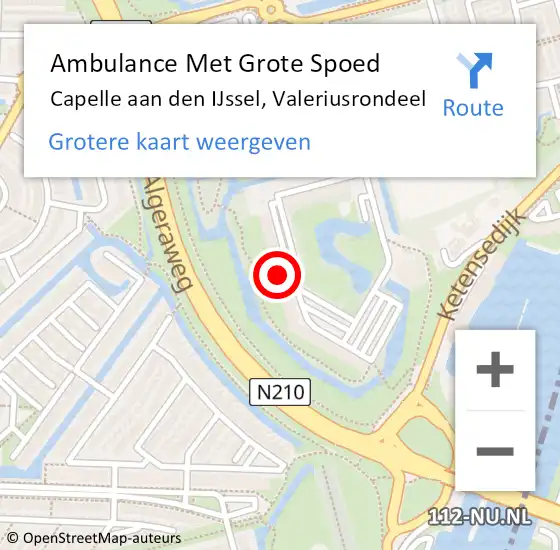 Locatie op kaart van de 112 melding: Ambulance Met Grote Spoed Naar Capelle aan den IJssel, Valeriusrondeel op 29 februari 2024 15:35