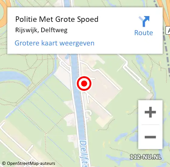 Locatie op kaart van de 112 melding: Politie Met Grote Spoed Naar Rijswijk, Delftweg op 29 februari 2024 15:48