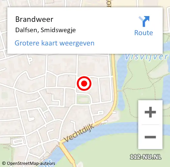 Locatie op kaart van de 112 melding: Brandweer Dalfsen, Smidswegje op 29 februari 2024 16:26