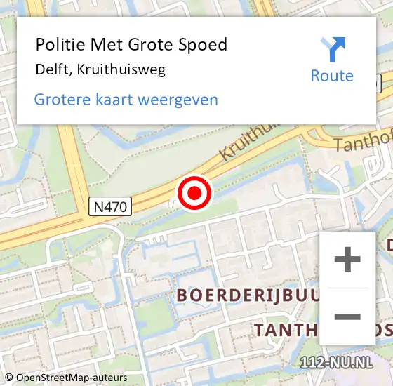 Locatie op kaart van de 112 melding: Politie Met Grote Spoed Naar Delft, Kruithuisweg op 29 februari 2024 16:33