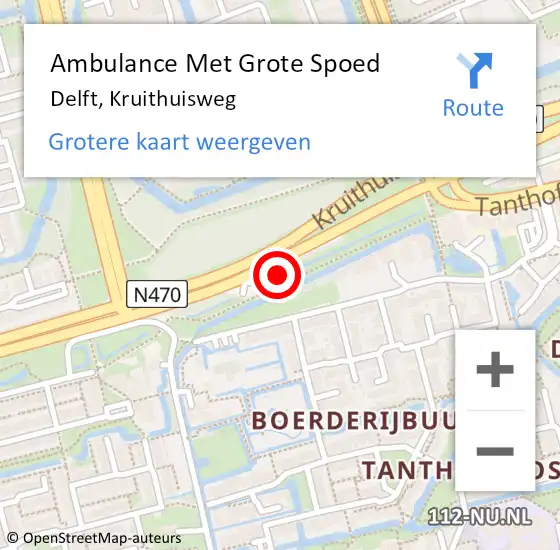 Locatie op kaart van de 112 melding: Ambulance Met Grote Spoed Naar Delft, Kruithuisweg op 29 februari 2024 16:35