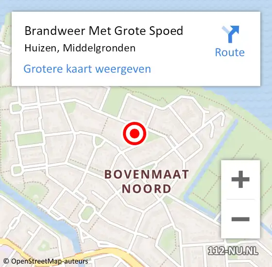 Locatie op kaart van de 112 melding: Brandweer Met Grote Spoed Naar Huizen, Middelgronden op 29 februari 2024 16:40