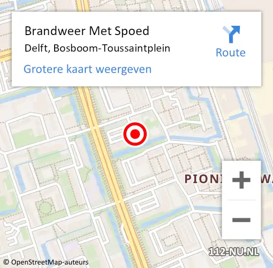 Locatie op kaart van de 112 melding: Brandweer Met Spoed Naar Delft, Bosboom-Toussaintplein op 29 februari 2024 16:43