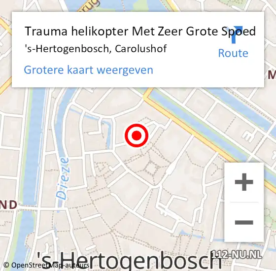 Locatie op kaart van de 112 melding: Trauma helikopter Met Zeer Grote Spoed Naar 's-Hertogenbosch, Carolushof op 29 februari 2024 17:04