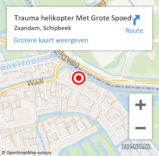 Locatie op kaart van de 112 melding: Trauma helikopter Met Grote Spoed Naar Zaandam, Schipbeek op 29 februari 2024 17:09