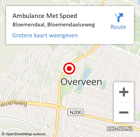 Locatie op kaart van de 112 melding: Ambulance Met Spoed Naar Bloemendaal, Bloemendaalseweg op 29 februari 2024 17:12