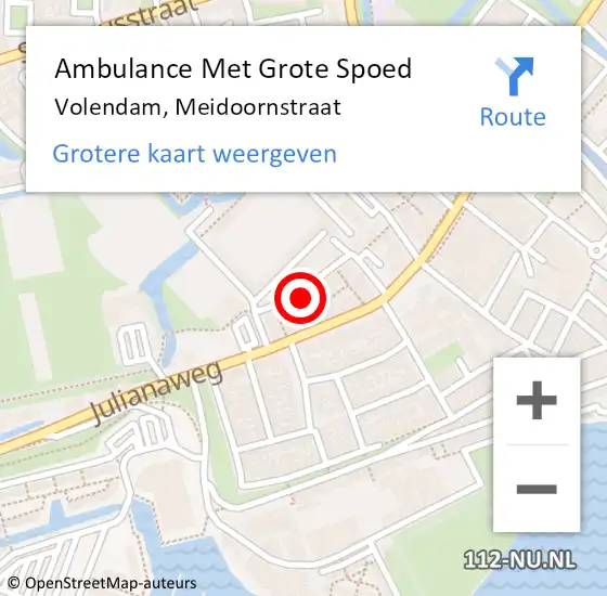 Locatie op kaart van de 112 melding: Ambulance Met Grote Spoed Naar Volendam, Meidoornstraat op 29 februari 2024 17:15