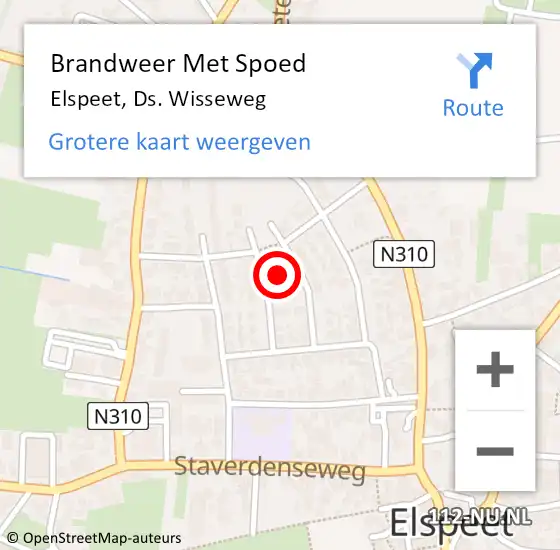 Locatie op kaart van de 112 melding: Brandweer Met Spoed Naar Elspeet, Ds. Wisseweg op 29 februari 2024 17:23