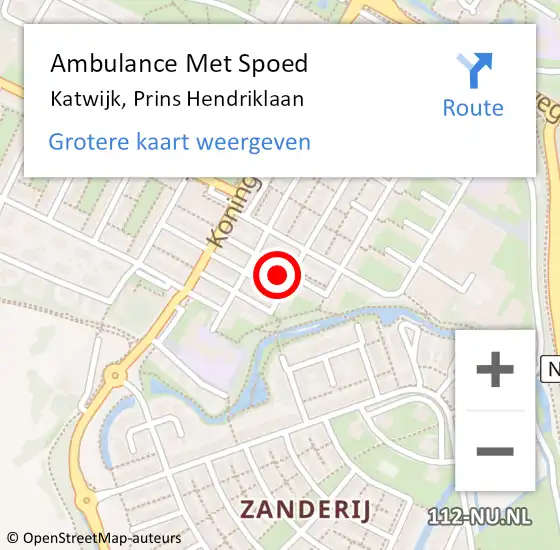 Locatie op kaart van de 112 melding: Ambulance Met Spoed Naar Katwijk, Prins Hendriklaan op 29 februari 2024 17:24