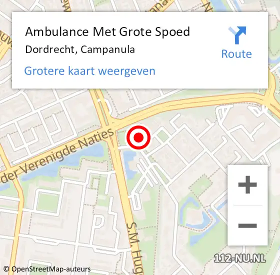 Locatie op kaart van de 112 melding: Ambulance Met Grote Spoed Naar Dordrecht, Campanula op 29 februari 2024 17:25