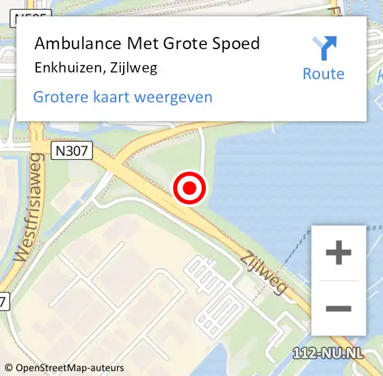 Locatie op kaart van de 112 melding: Ambulance Met Grote Spoed Naar Enkhuizen, Zijlweg op 29 februari 2024 17:31